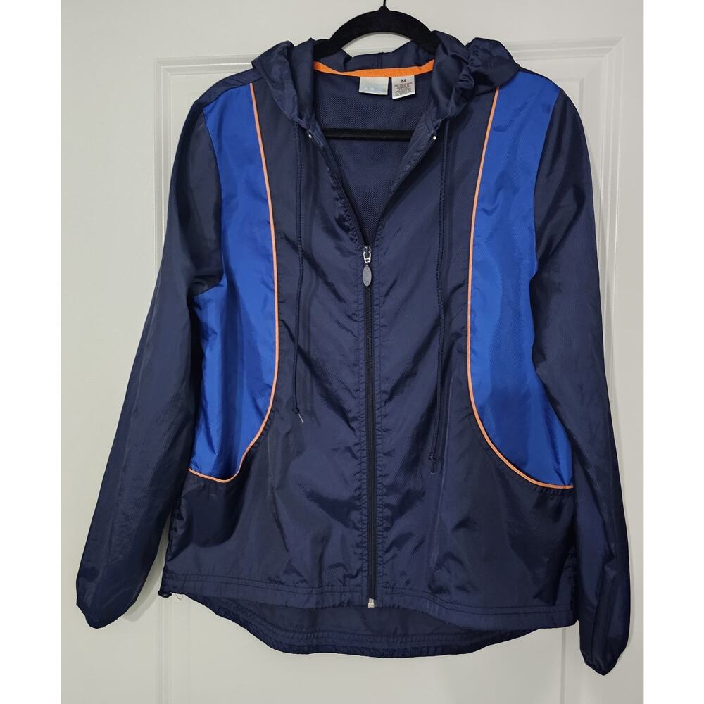 ProSpirit Women’s Hooded Windbreaker Jacket Size M Blue Full Zip Lightweight...